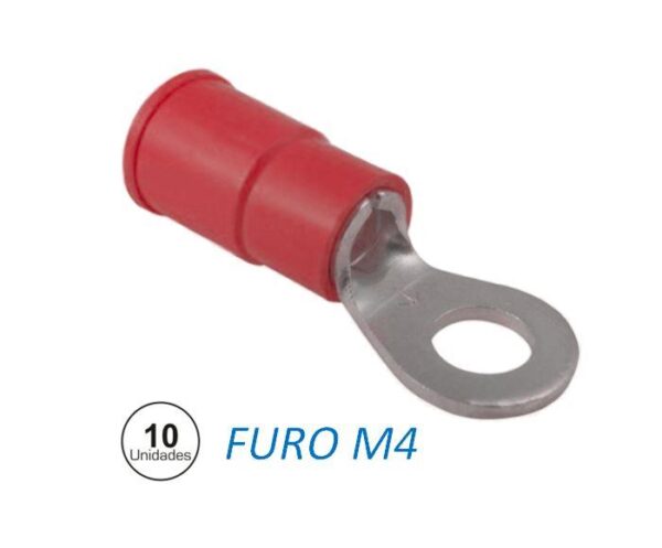 TERMINAL OLHAL ISOL M4 VERMELHO (10UN)